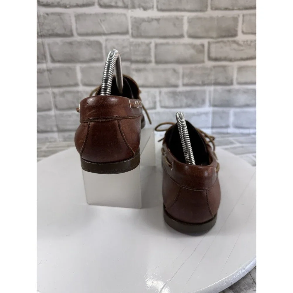 L.L. Bean Handsewn Camp Mocs Men Size 9 Brown Leather Boat Loafers Shoes